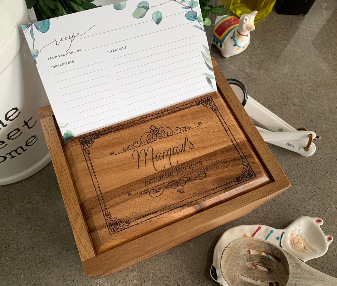 Recipe Box, Personalized Christmas Gift, Grandma, Mom, Christmas Gift, Wood Recipe Box, Gift for