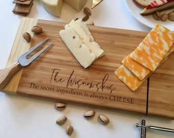 Personalized Newlywed Gifts | Housewarming Gift | Cheese Board with Cutter | Christmas Gifts for Her | Bridal Shower Gift | Wedding Shower