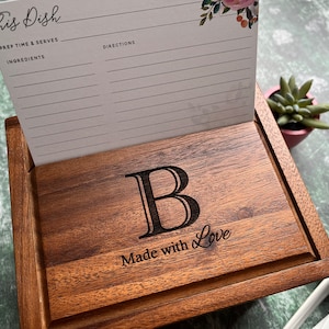 Recipe Box with Cards and Dividers (card-stock dividers), Personalized Recipe Box with Dividers, Wood Box for Recipe Cards