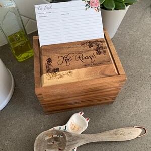 Wood Recipe Boxes for 4x6 Cards, Personalized Recipe Box, Wooden Recipe ...