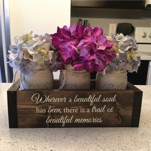 Memorial Gift | In Memory of Sympathy Gift | In Loving Memory | In Memory Of | Sympathy Gift | Custom Planter Box w/ 3 Distressed Mason Jars