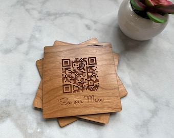 QR Code Coasters | Display your QR code on Coasters, Sold Individually or as Sets, see listing details.
