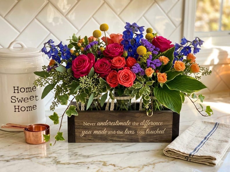 Custom Retirement Gifts | Appreciation Gift for Coworker | Retirement Gift for Women | Flower Box w/ Jars | Trending Now Retirement Gifts image 2