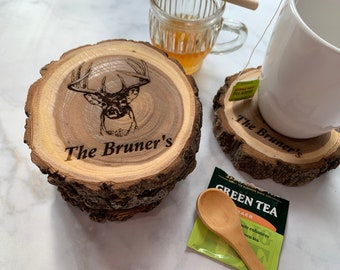 Log Coasters - Perfect Fathers Day Gift | Hunting Gift | Hunting Decor | Gift Ideas for Men | Hunter Gift | Cabin Decor | Gifts for Men