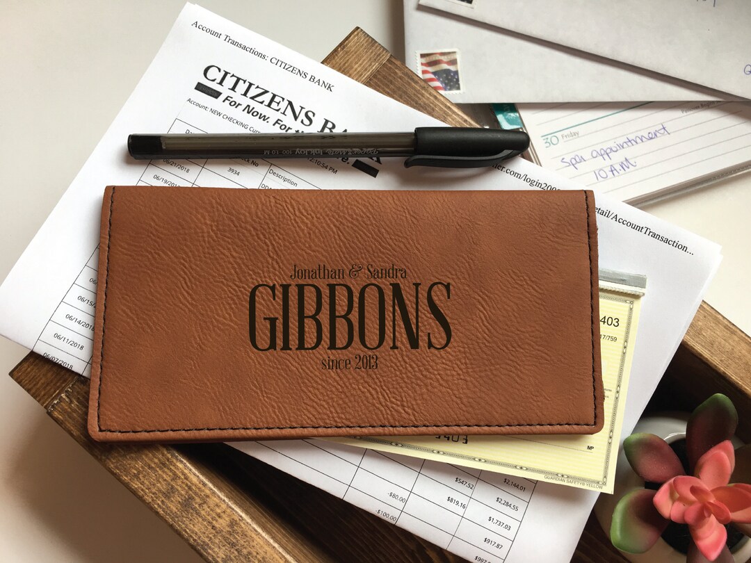 Personalized Checkbook Covers, Gifts Under 20, Custom Faux Leather