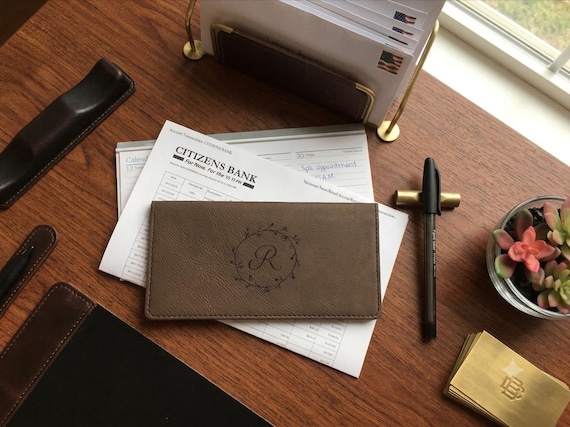 Laser Engraved Faux Leather Checkbook Cover: Personalized Design