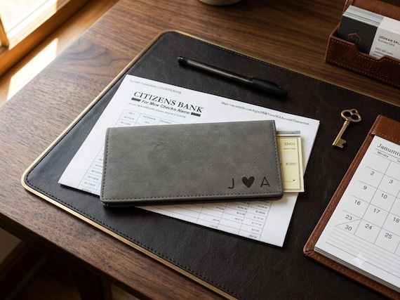 Personalized Faux Leather Checkbook Cover | Laser Engraved