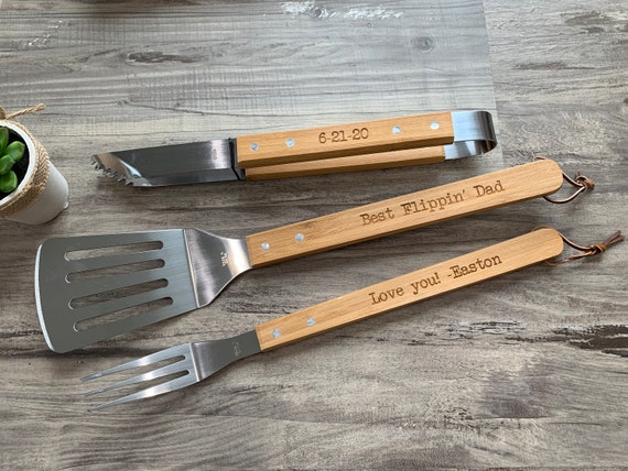 Personalized Grill Tool Set Engraved BBQ Tools Husband Gift Dad