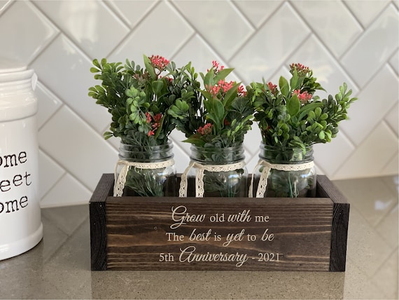 Grow Old With Me Flower Box, Perfect 5 Year Anniversary Gifts for Women 5th  Anniversary Gift Wood Spouse Gift Women Wife Gift 