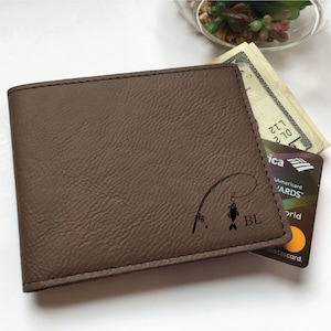 Billetera delgada plegable para hombres / Regalo de cazador / Regalo de caza / Billetera de cuero personalizada / Regalo de pescador / Pescadores de hombres / Regalo del día del padre