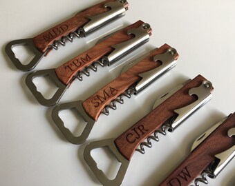 Personalized Bottle Opener and Corkscrew Opener, Affordable Groomsmen Gifts, for Gift Basket for Men, Wine Opener Personalized