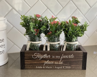 Together Is My Favorite Place To Be | Gift for Wife | 4th Anniversary Flower | 5th Anniversary Wood | Present for Wife