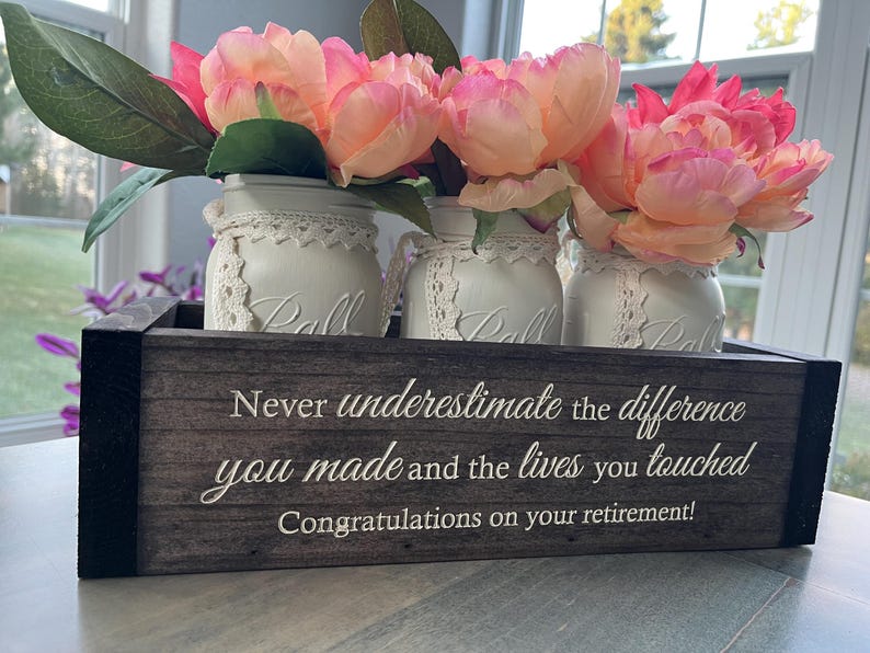 Custom Retirement Gifts | Appreciation Gift for Coworker | Retirement Gift for Women | Flower Box w/ Jars | Trending Now Retirement Gifts image 6