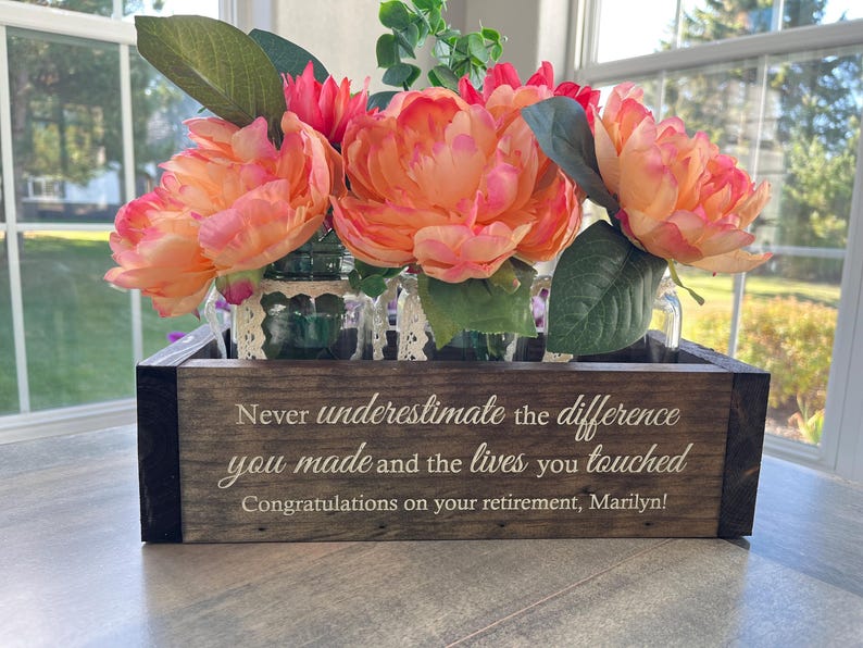 Custom Retirement Gifts | Appreciation Gift for Coworker | Retirement Gift for Women | Flower Box w/ Jars | Trending Now Retirement Gifts image 5