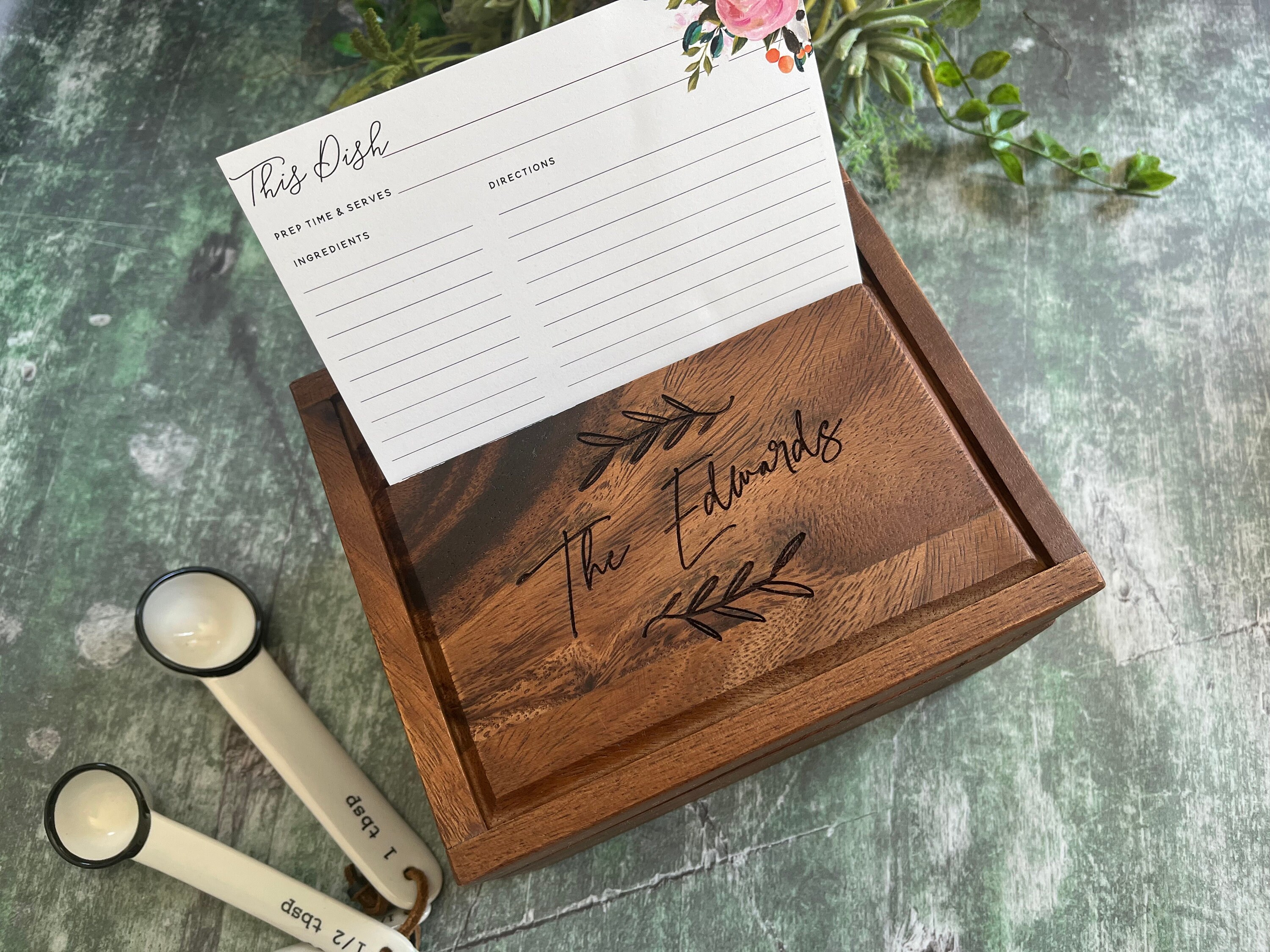 Recipe Box Recipe Box and Cards Personalized Recipe Box Etsy