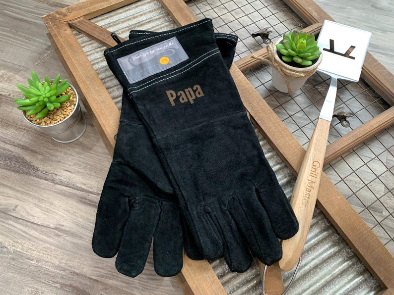 Large Grill Gloves for Men | Best Gift for Men | Personalized Grill Gifts | Leather Grill Gloves, Meat Claws or Spatula, 3rd Anniversary Bild 8