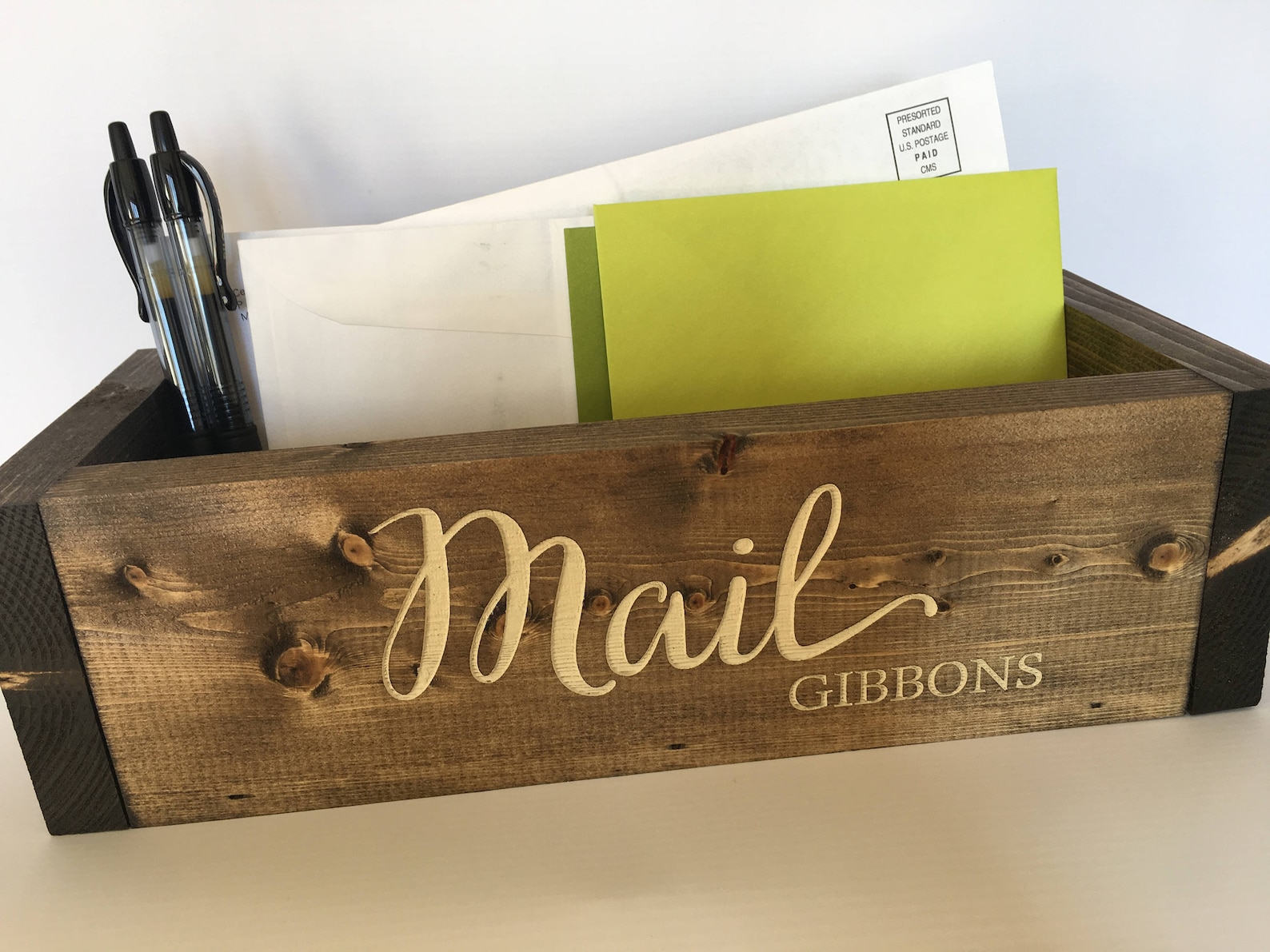 Mail Organizer Mail Holder Rustic Wooden Mail Holder Etsy