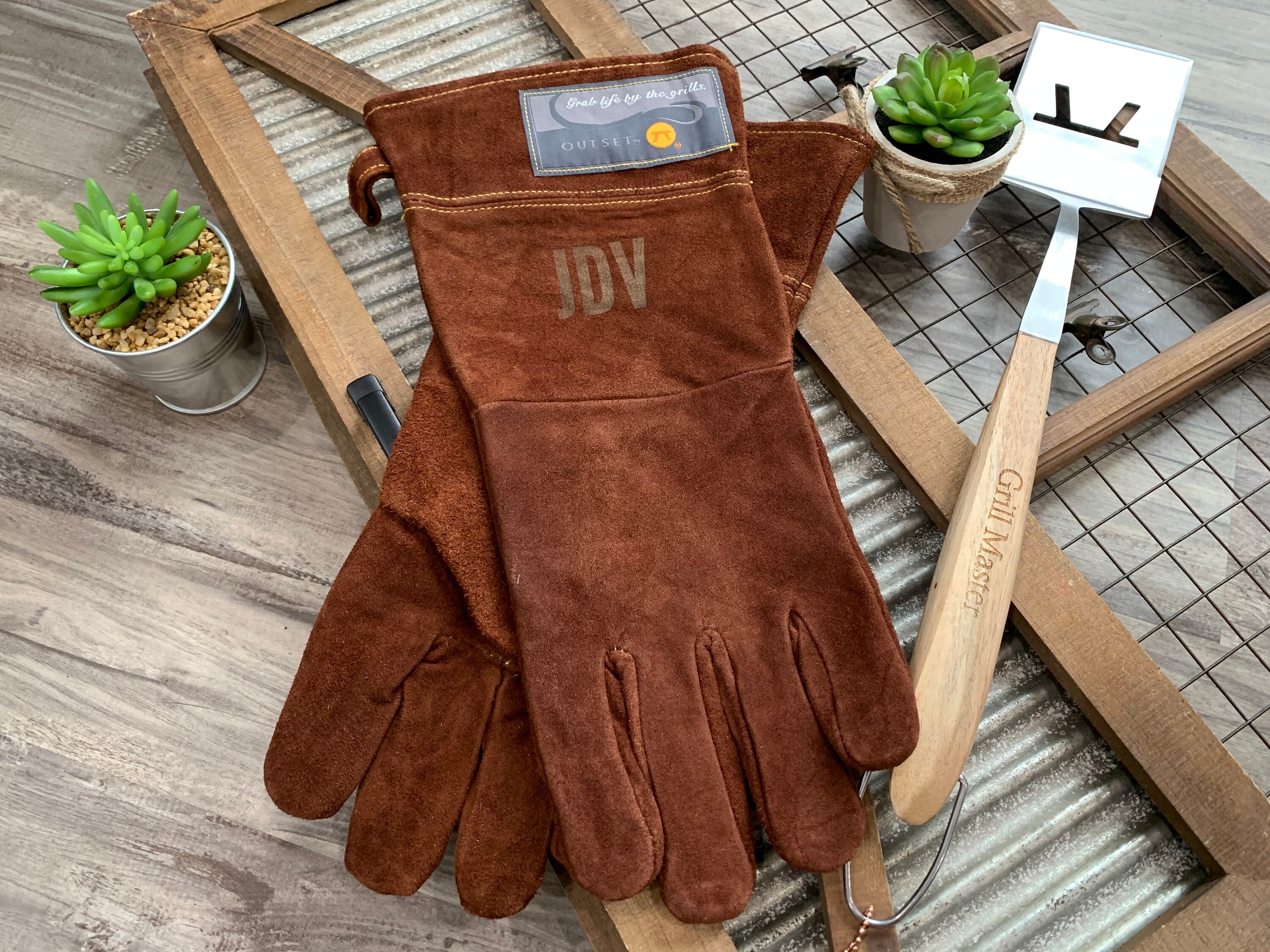 Guantes de barbacoa, guantes de parrilla, guantes de cuero genuino para  parrilla / guantes de barbacoa de cuero personalizados la espátula es  opcional / Hombres del Día de San Valentín -  México