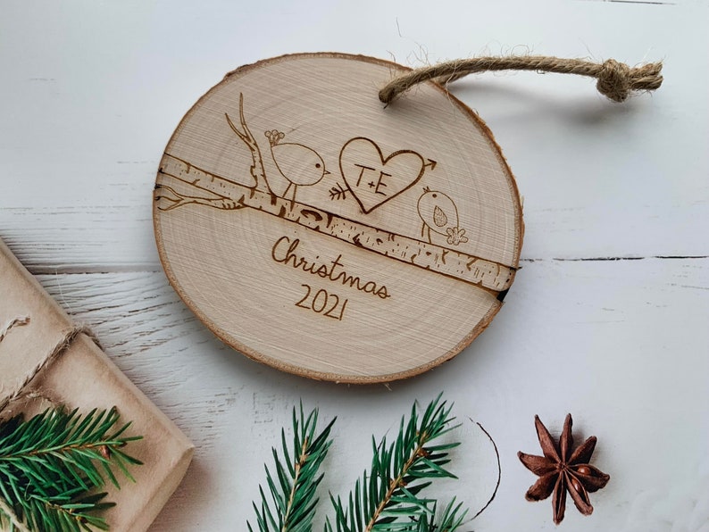 Couples Ornament Couples Christmas Ornament Personalized Ornament for Couples Christmas Ornaments Love Ornament Bird Ornament image 1