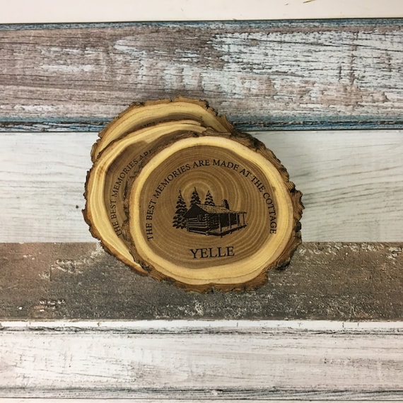 Personalized Cabin Log Coasters Cabin Decor Up North Decor Etsy