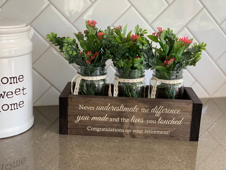 Custom Retirement Gifts | Appreciation Gift for Coworker | Retirement Gift for Women | Flower Box w/ Jars | Trending Now Retirement Gifts image 7