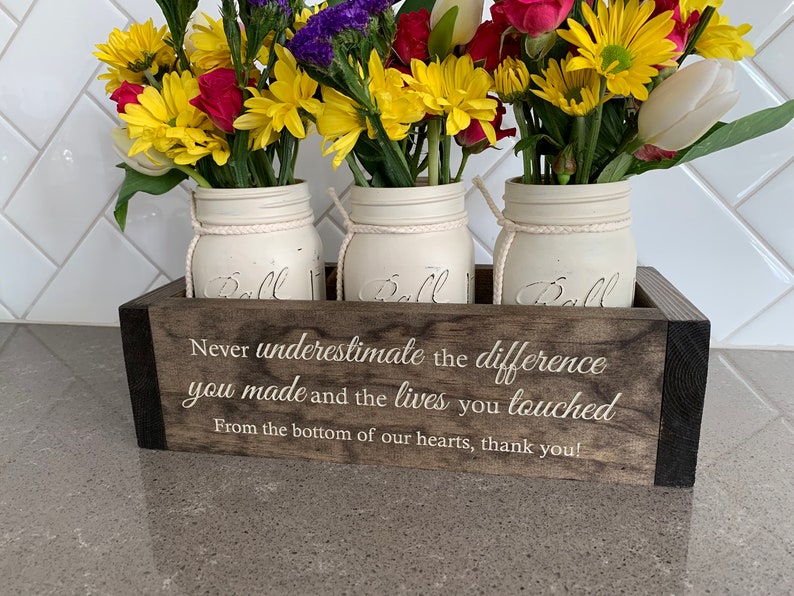 Custom Retirement Gifts Appreciation Gift for Coworker Retirement Gift for Women Flower Box w/ Jars Trending Now Retirement Gifts image 7