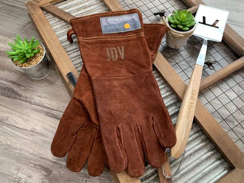 Large Grill Gloves for Men | Best Gift for Men | Personalized Grill Gifts | Leather Grill Gloves, Meat Claws or Spatula, 3rd Anniversary Bild 9