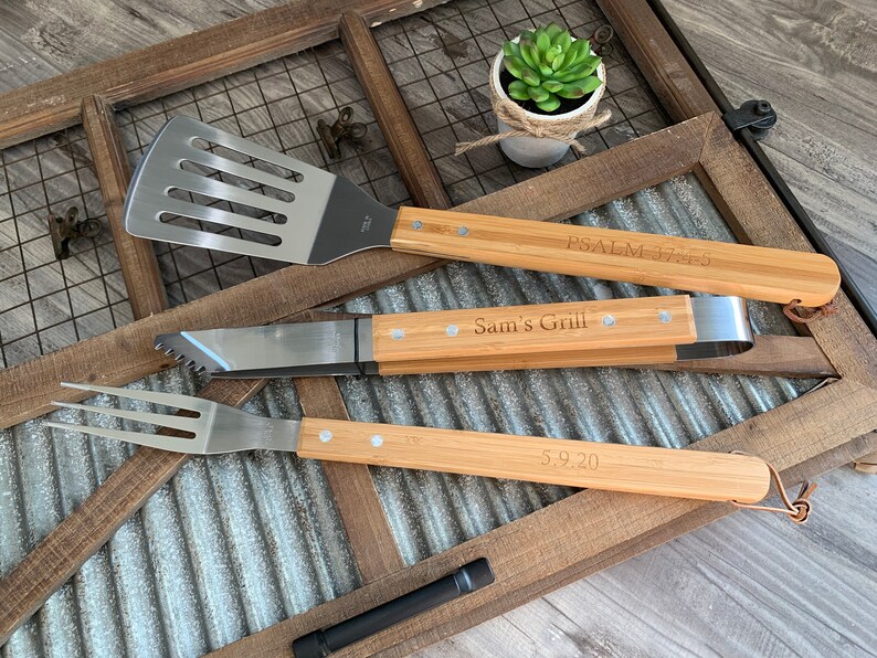 Grilling Set Personalized 3pc Grill Set Personalized BBQ