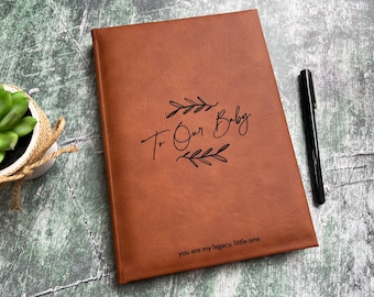 Custom Faux Leather Baby Journal: Laser Engraved Keepsake