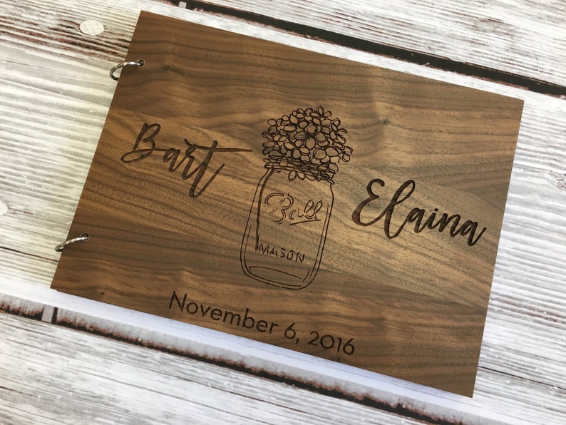 Wedding Guest Book Alternatives Wood Guest Book Mason Jar Wedding Engraved Guest Book Rustic Guest Book Personalized Guest Book