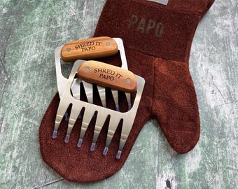 Personalized Leather Grill Mitt: BBQ Glove, Heat Resistant