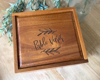 Bible Verses Memory Box: Custom Wood Storage Box, Multi Purpose Wooden Box (Text Customizable)