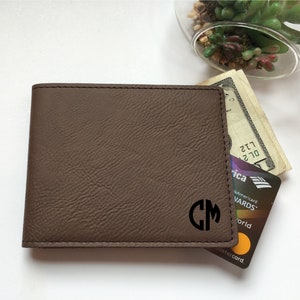 Leather monogram wallet for men husband gift for anniversary leather leather wallet for men mens wallet leather faux leather wallet for him