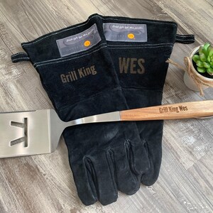 Large Grill Gloves for Men | Best Gift for Men | Personalized Grill Gifts | Leather Grill Gloves, Meat Claws or Spatula, 3rd Anniversary Bild 16