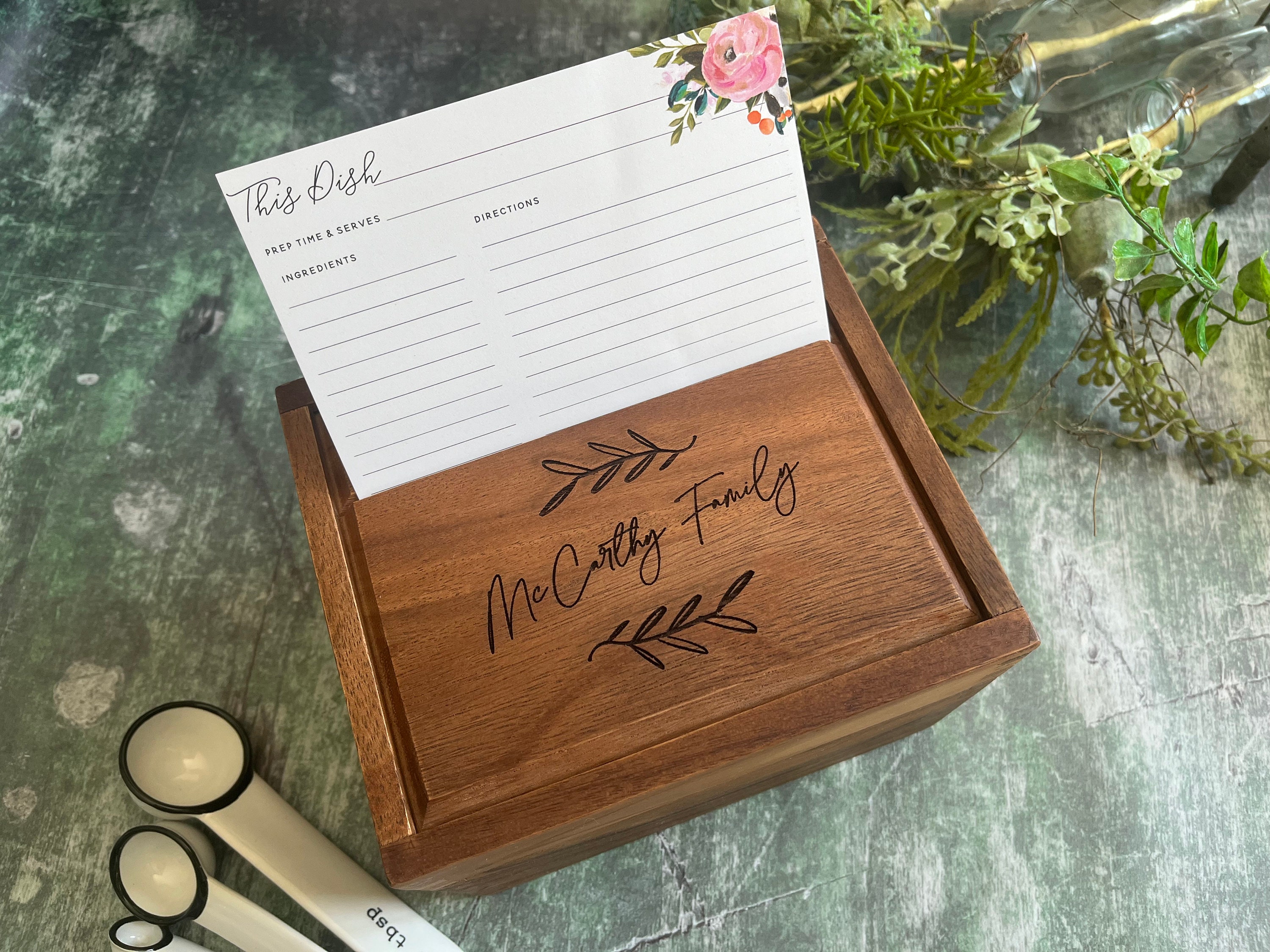 Recipe Box Recipe Box and Cards Personalized Recipe Box Etsy