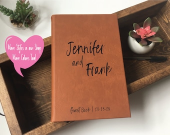 Customizable Faux Leather Wedding Guest Book: Couples Journal