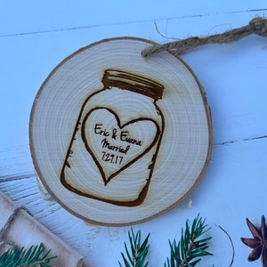 Newlywed Christmas Ornament | Mason Jar Ornaments Personalized | Wedding Ornament | Couples Gift | Engagement Ornament | Christmas Ornaments