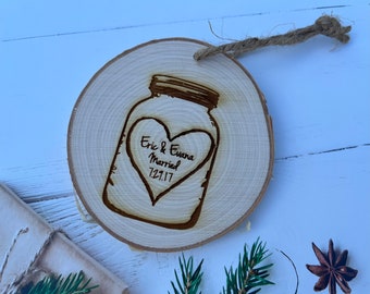Newlywed Christmas Ornament | Mason Jar Ornaments Personalized | Wedding Ornament | Couples Gift | Engagement Ornament | Christmas Ornaments
