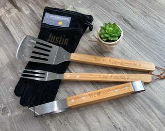 Personalized BBQ Set | Grill Set | Grilling | Custom BBQ | Cool Men Gifts | Wedding Gift | Personalized Christmas Gifts for Dad | Guy Gifts