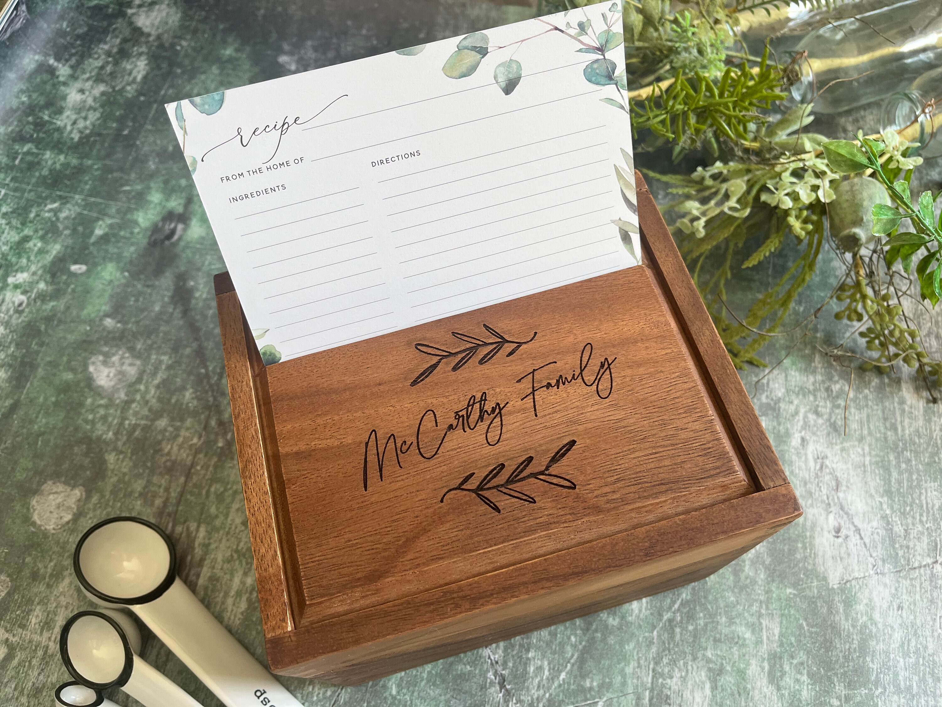 Recipe Box Recipe Box and Cards Personalized Recipe Box Etsy