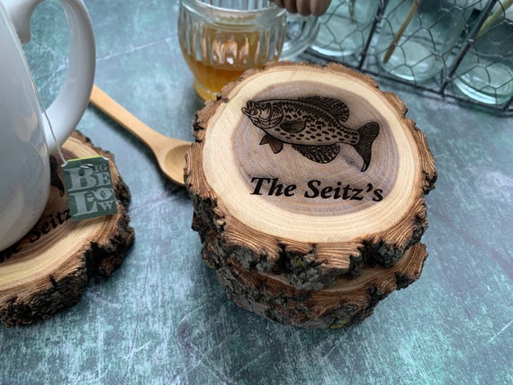 Coasters, Set of 4 Christmas Gifts for Him, Fishing Gifts for Men