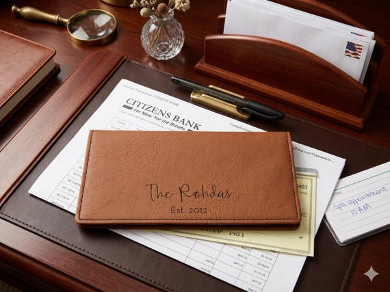 Personalized Faux Leather Checkbook Cover: Laser Engraved