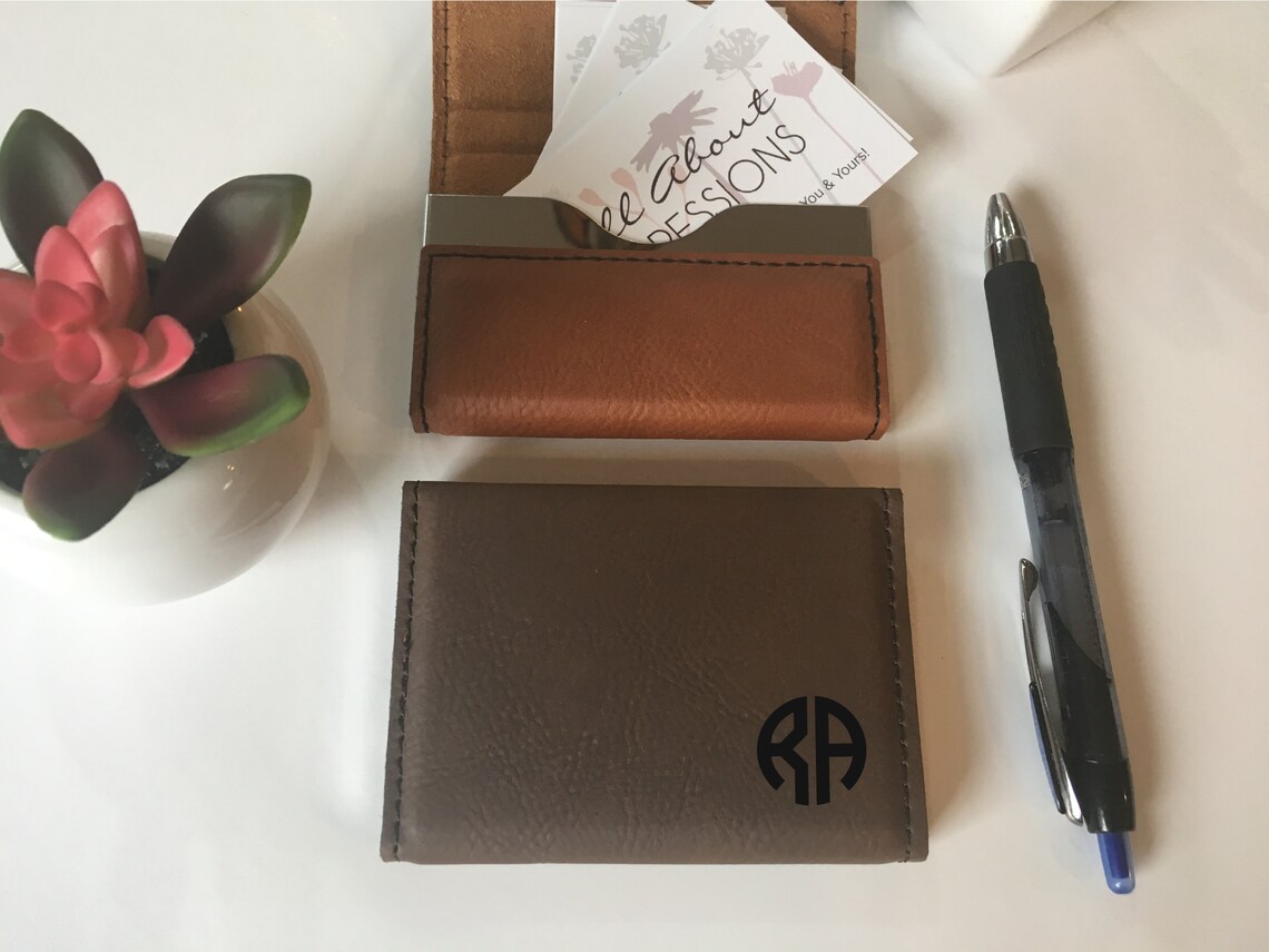 Faux Leather Card Case for Men Business Gift Giveaway Etsy