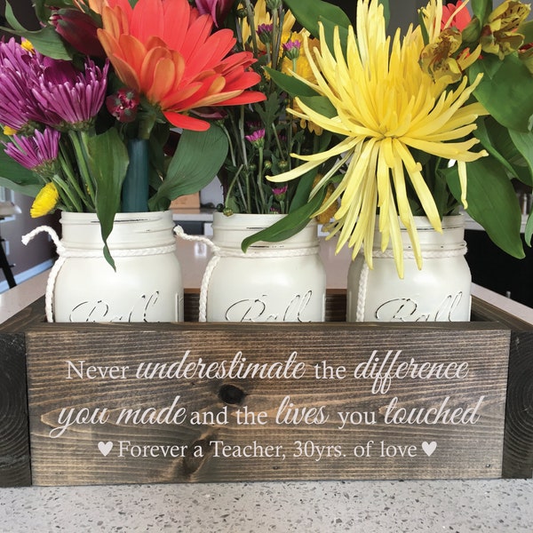 Teacher Retirement Gift | Retirement Gifts for Teachers | Employee Appreciation Gifts | Thank You Gifts for Women | Engraved Flower Box