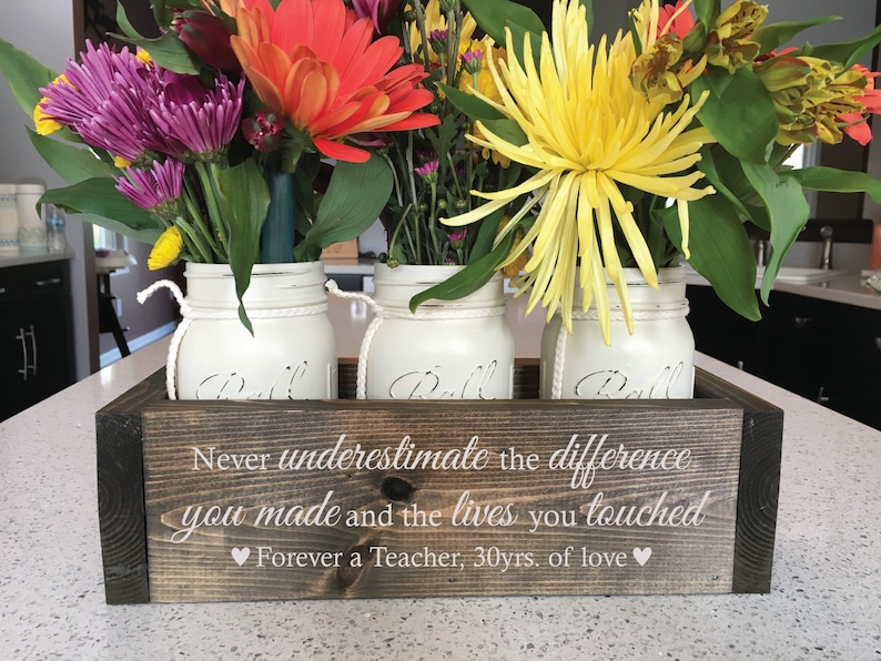 Teacher Retirement Gift | Retirement Gifts for Teachers | Employee Appreciation Gifts | Thank You Gifts for Women | Engraved Flower Box 