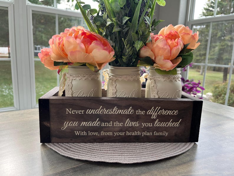 Custom Retirement Gifts | Appreciation Gift for Coworker | Retirement Gift for Women | Flower Box w/ Jars | Trending Now Retirement Gifts image 4