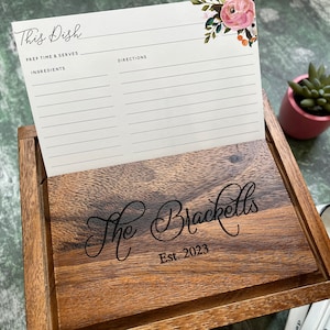 Boîte et cartes de recettes personnalisées | Cadeau de mariage pour fille | Boîte de recettes en bois | Boîte de recettes personnalisées | Boîte de cartes de recettes | Boîte de recettes en bois