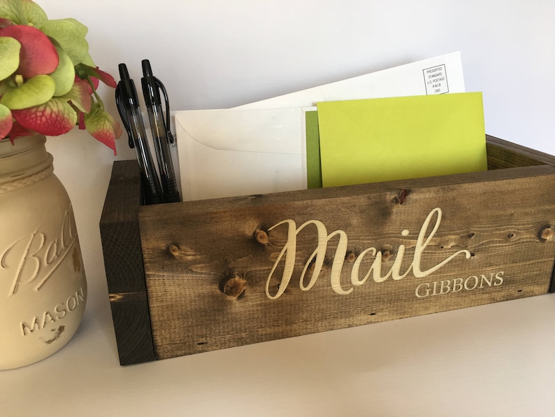Mail Organizer Mail Holder Rustic Wooden Mail Holder Etsy