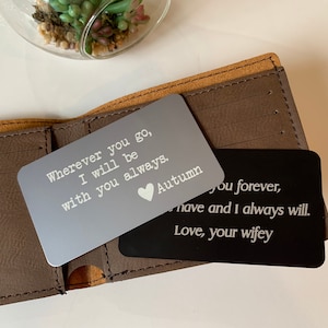 Tarjeta de inserción de billetera personalizada / Tarjeta de inserción de billetera personalizada / Regalo de San Valentín para él / Regalo personalizado para novio, Regalos para hombres