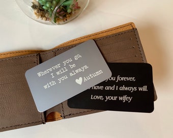 Personalized Wallet Insert Card: Engraved Aluminum Boyfriend Gift
